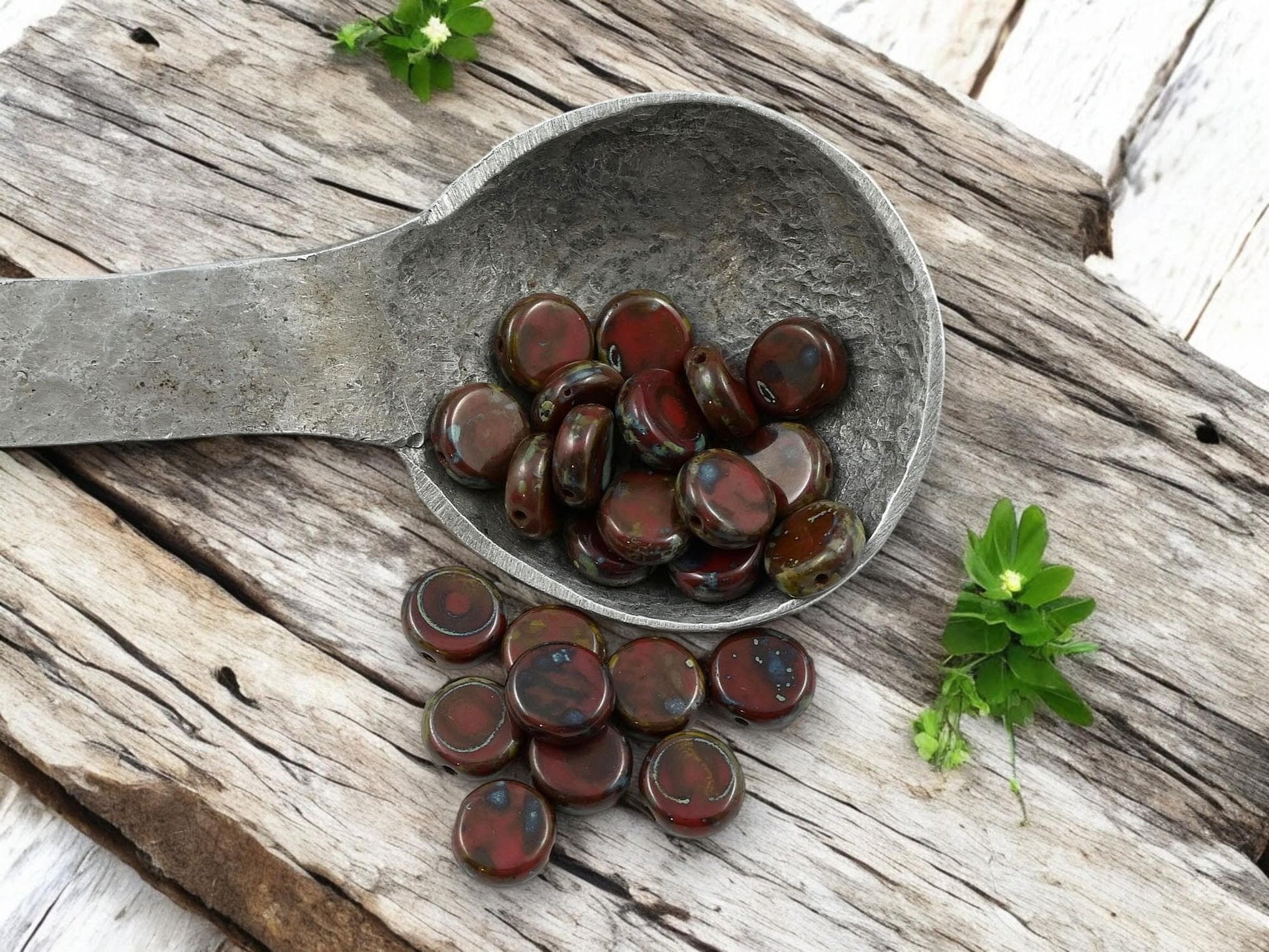 Picasso Beads - Czech Glass Beads - Old Stock Beads - Travertine Beads - Coin Beads - 8mm - 25pcs - (2803)