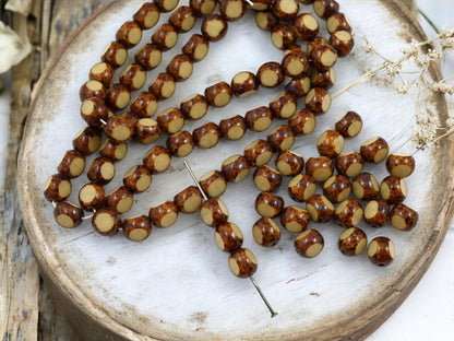 Picasso Beads - Czech Glass Beads - Old Stock Beads - Round Beads - Full Strand - 8mm - 25pcs - (4179)