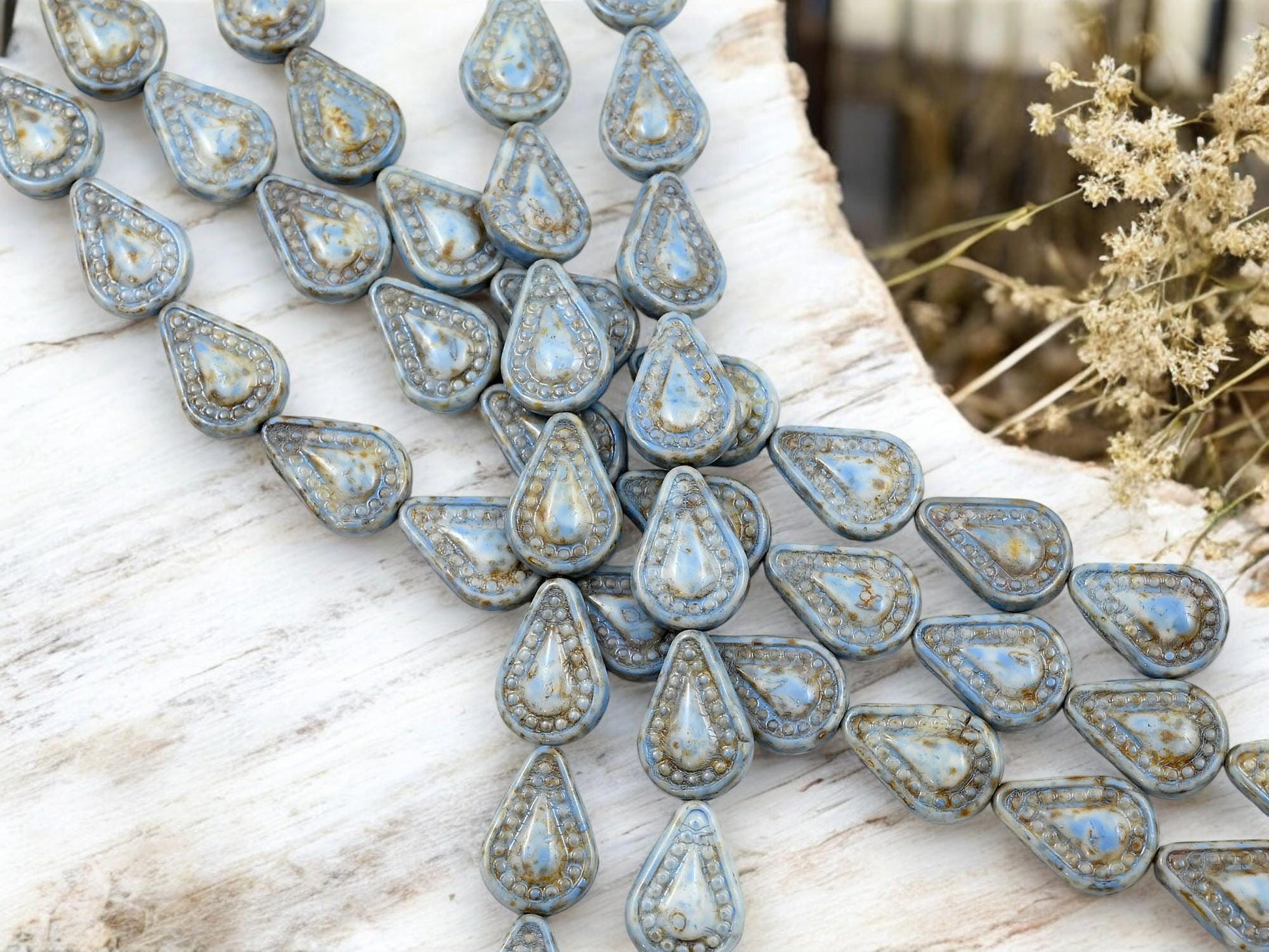 10* 14x10mm Aged Denim Filigree Tear Drop Beads – The Bead Obsession