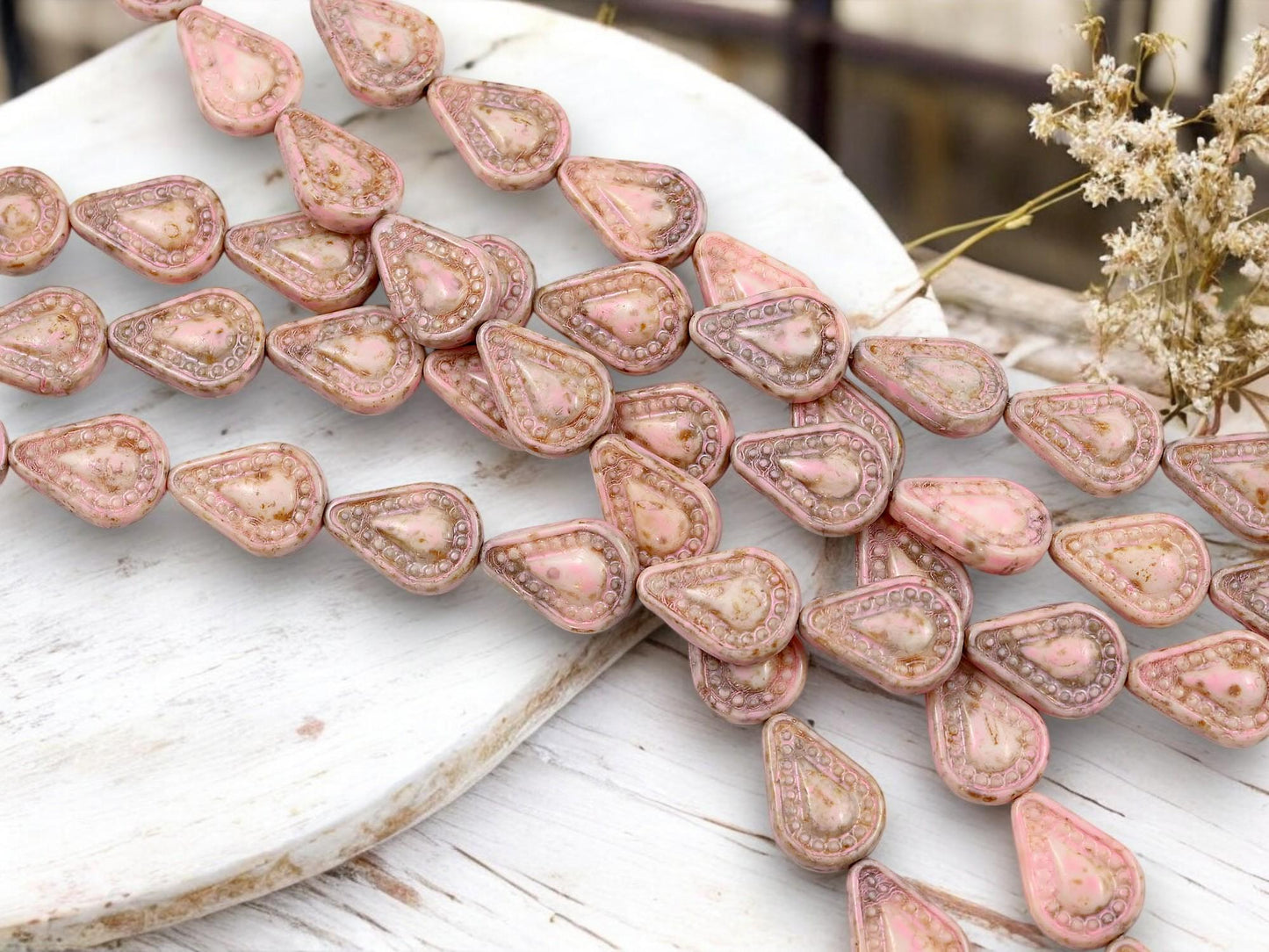 Picasso Beads - Czech Glass Beads - Teardrop Beads - Filigree Style Beads - Tear Drop Beads - 10pcs - 14x10mm - (1715)