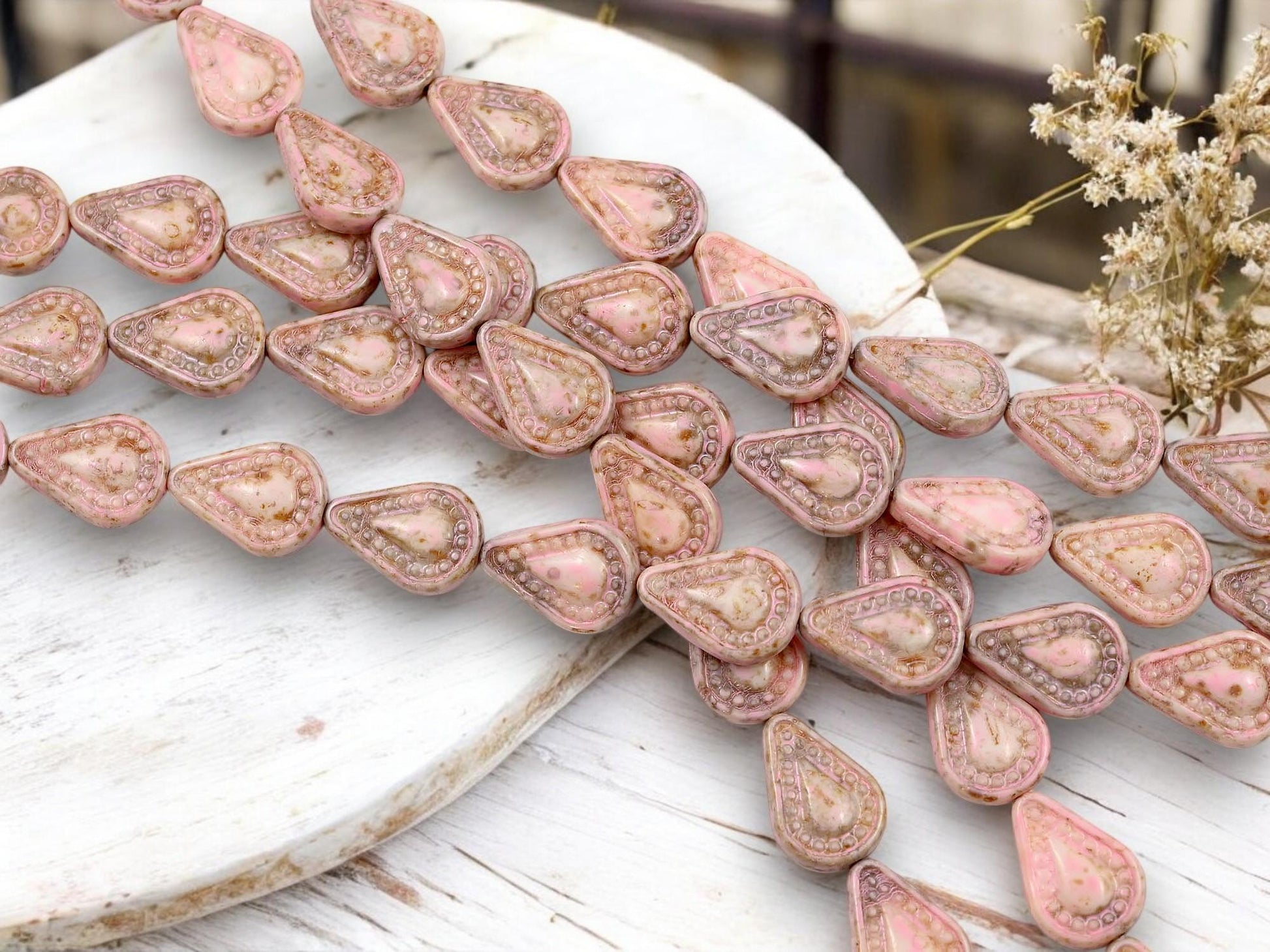 Picasso Beads - Czech Glass Beads - Teardrop Beads - Filigree Style Beads - Tear Drop Beads - 10pcs - 14x10mm - (1715)