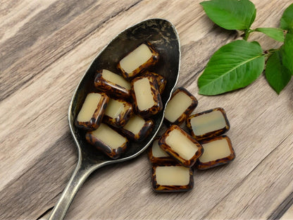 Picasso Beads - Czech Glass Beads - Rectangle Beads - 12x8mm - 24pcs - (1274)