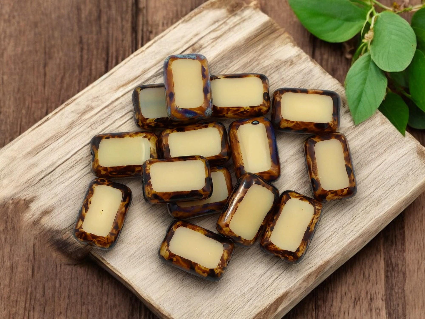 Picasso Beads - Czech Glass Beads - Rectangle Beads - 12x8mm - 24pcs - (1274)