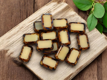 Picasso Beads - Czech Glass Beads - Rectangle Beads - 12x8mm - 24pcs - (1274)