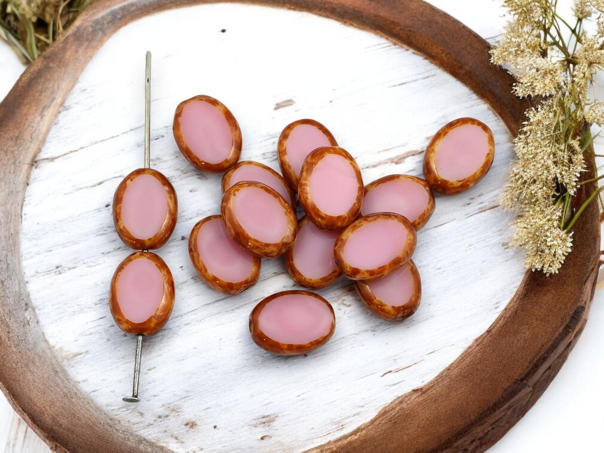 Picasso Beads - Czech Glass Beads - Old Stock Beads - Oval Beads - 12x9mm - 24pcs - (2539)