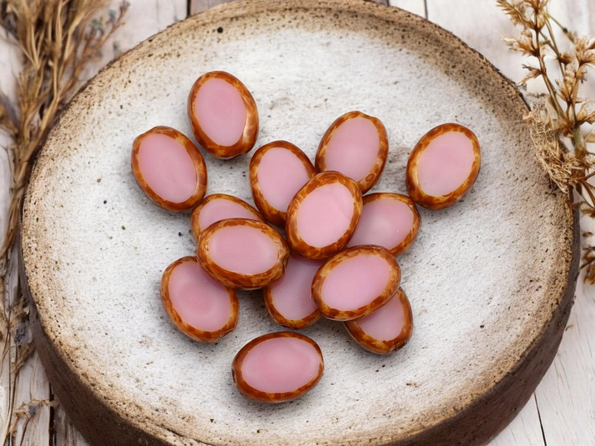 Picasso Beads - Czech Glass Beads - Old Stock Beads - Oval Beads - 12x9mm - 24pcs - (2539)