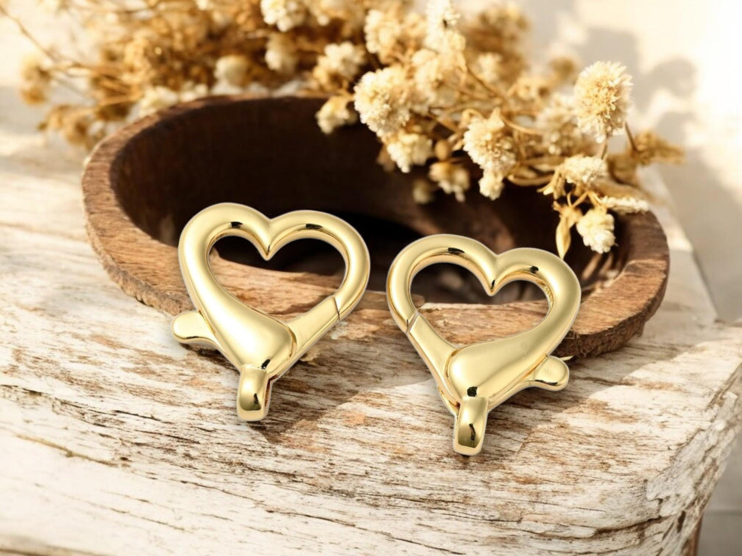 Lobster Clasps - Gold Clasps - Trigger Clasps - Heart Clasps - 2pc - 26x22mm - (B401)