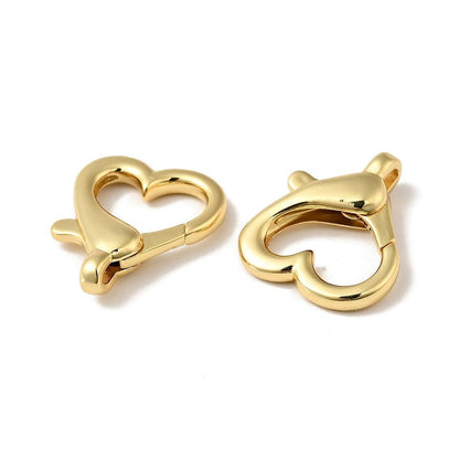 Lobster Clasps - Gold Clasps - Trigger Clasps - Heart Clasps - 2pc - 26x22mm - (B401)