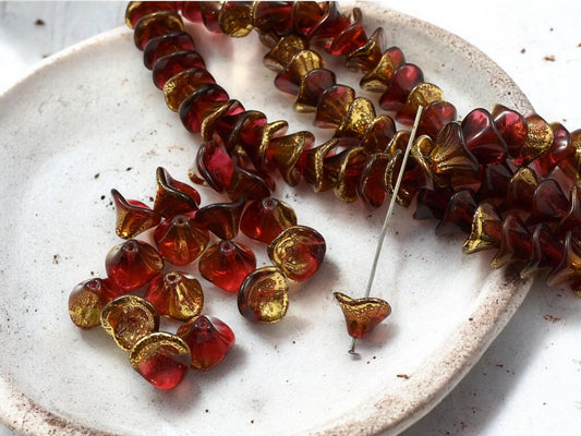 Czech Glass Beads - Bell Flower Beads - Czech Flower Beads - 10x12mm - 25pcs - (B612)