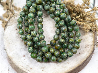 Picasso Beads - Czech Glass Beads - 6mm Druk Bead - Round Beads - Druk Beads - Round Glass Beads - 25pcs - (4345)