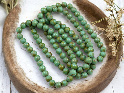 Picasso Beads - Czech Glass Beads - 6mm Druk Bead - Round Beads - Druk Beads - Round Glass Beads - 30pcs - (4642)