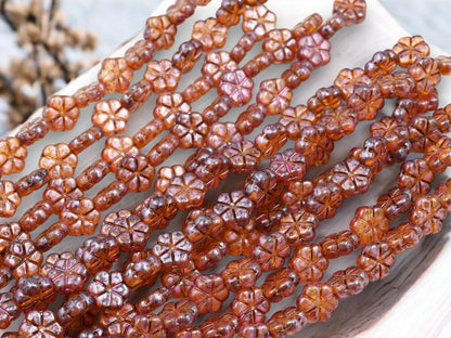 Picasso Beads - Czech Glass Beads - Flower Beads - Daisy Beads - 10mm - 15pcs (2046)