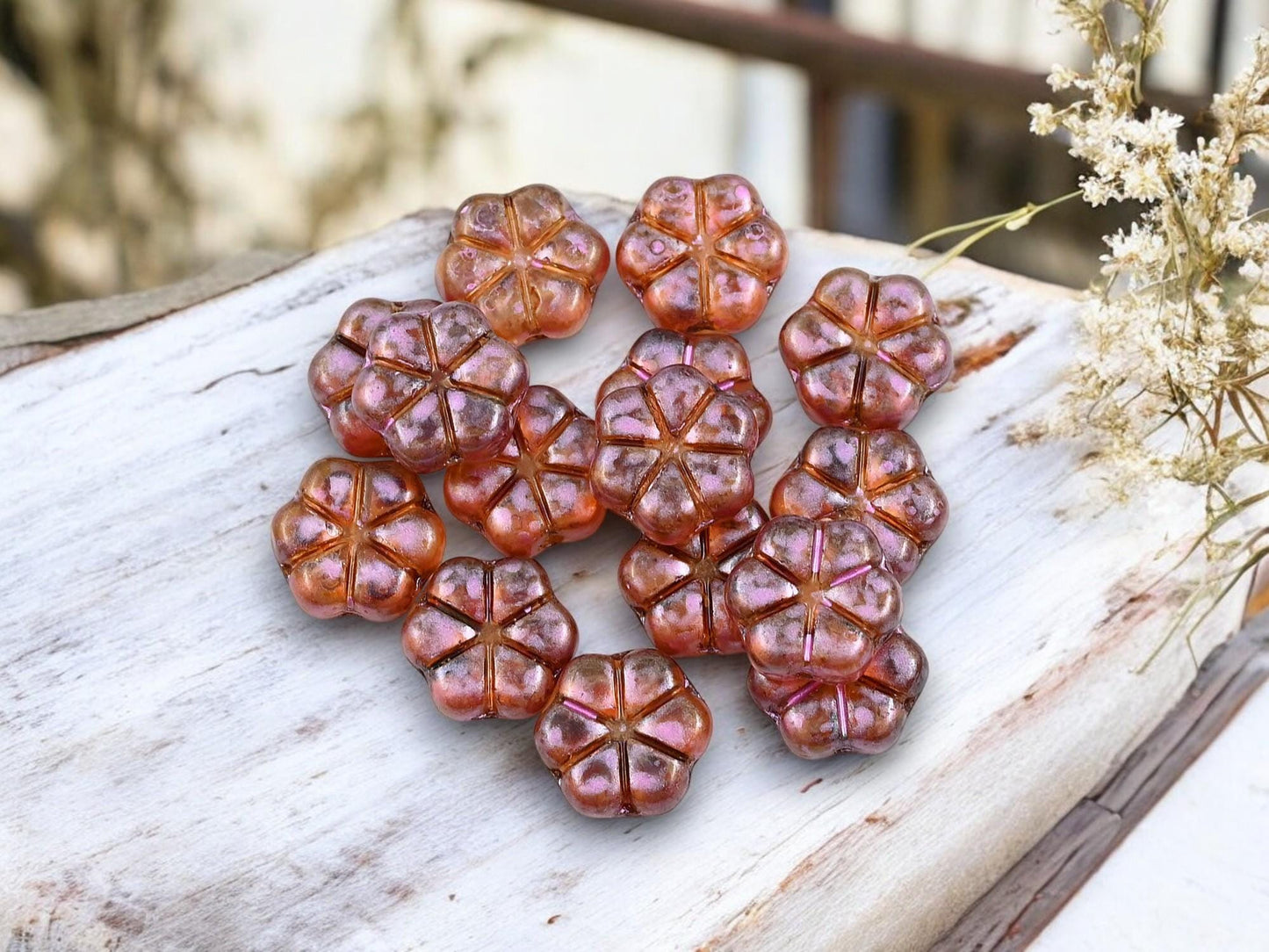 Picasso Beads - Czech Glass Beads - Flower Beads - Daisy Beads - 10mm - 15pcs (2046)