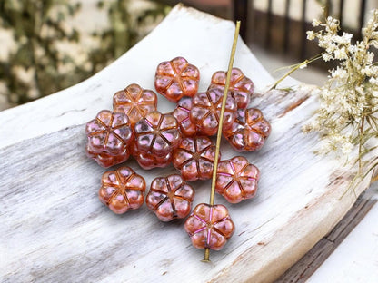 Picasso Beads - Czech Glass Beads - Flower Beads - Daisy Beads - 10mm - 15pcs (2046)