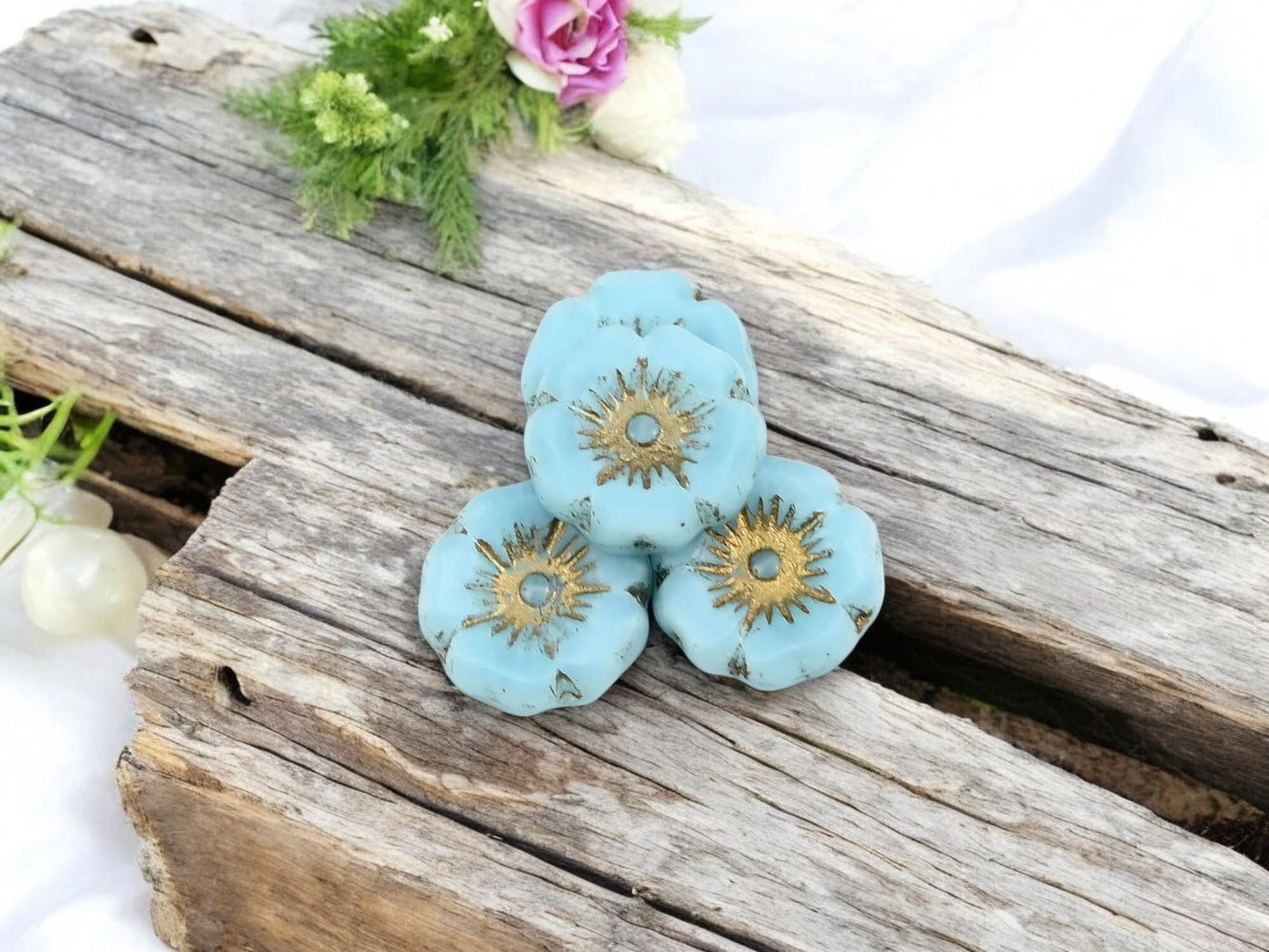 Czech Glass Beads - Hawaiian Flower Beads - Czech Glass Flowers - Hibiscus Flower - 12mm - 12pcs (B763)