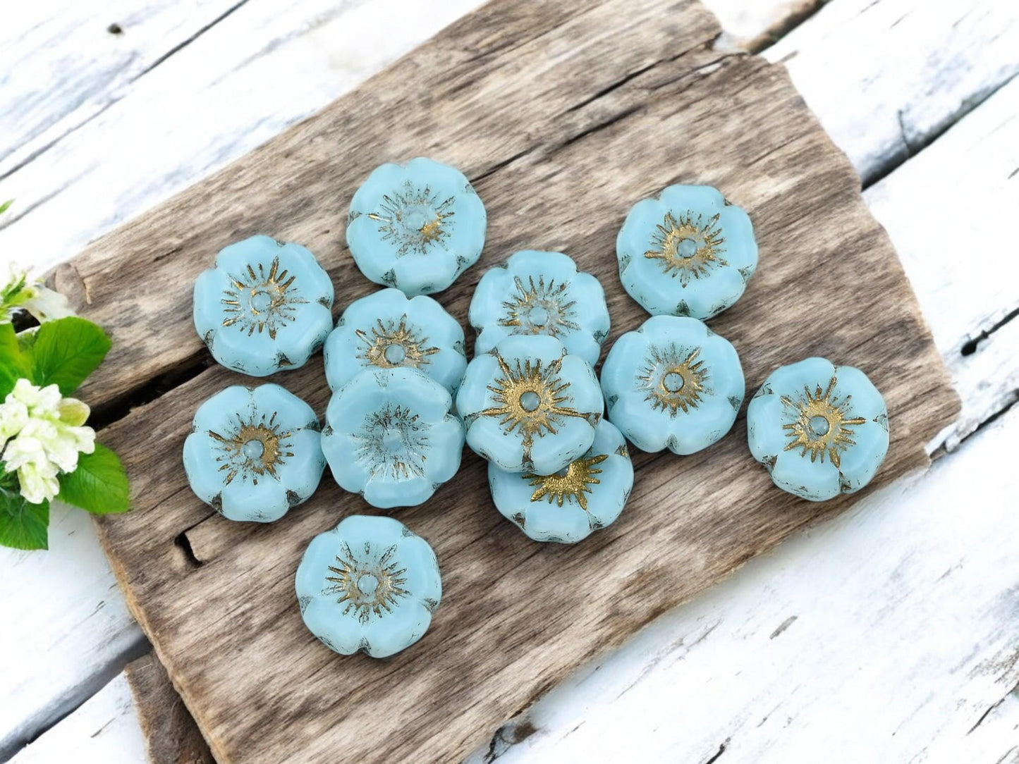 Czech Glass Beads - Hawaiian Flower Beads - Czech Glass Flowers - Hibiscus Flower - 12mm - 12pcs (B763)