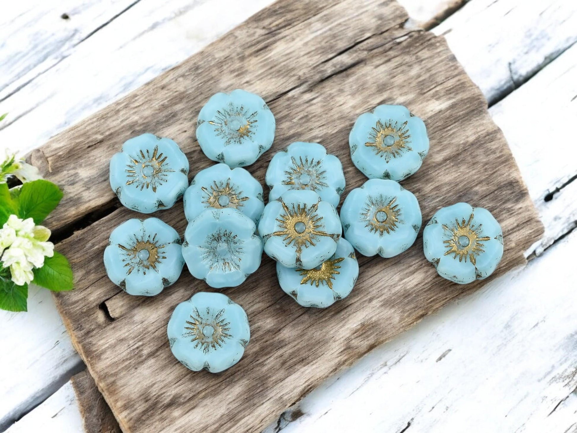 Czech Glass Beads - Hawaiian Flower Beads - Czech Glass Flowers - Hibiscus Flower - 12mm - 12pcs (B763)