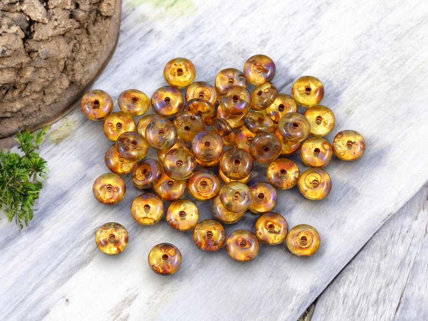 Picasso Beads - Czech Glass Beads - Glass Spacer Bead - Picasso Beads - Rondelle Beads - 6x2mm - 50pcs - (2945)