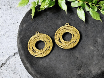 Metal Pendant - Gold Pendant - Bohemian Pendant - Floating Ring Pendant - 33x30mm - (3532)