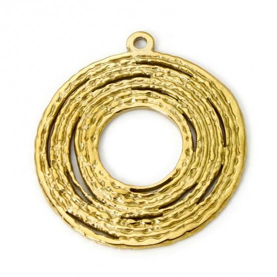 Metal Pendant - Gold Pendant - Bohemian Pendant - Floating Ring Pendant - 33x30mm - (3532)