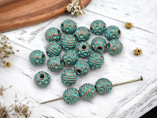 Metal Beads - Patina Beads - Copper Beads - Spacer Beads - Metal Spacers - 8mm - 20pcs - (B137)