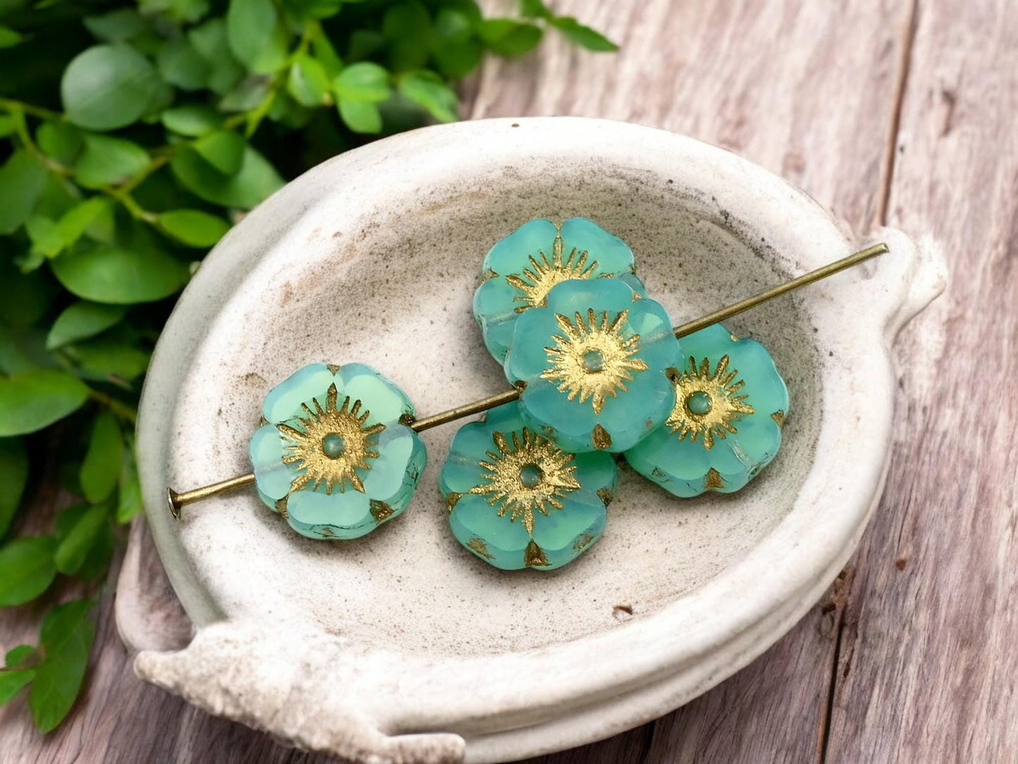 Flower Beads - Czech Glass Beads - Picasso Beads - Czech Glass Flowers - 12mm - 12pcs - (3666)