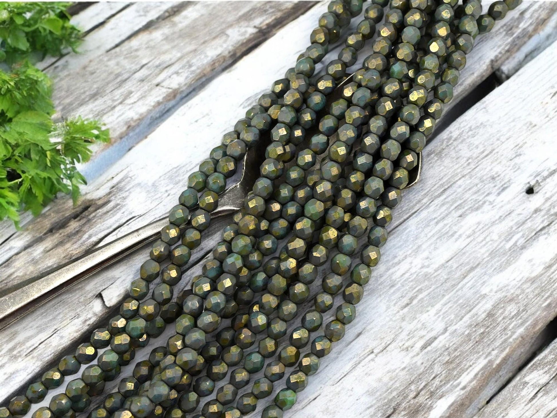 Czech Glass Beads - 4mm Beads - Fire Polished Beads - Picasso Beads - Round Beads - 50pcs - 4mm - (2898)