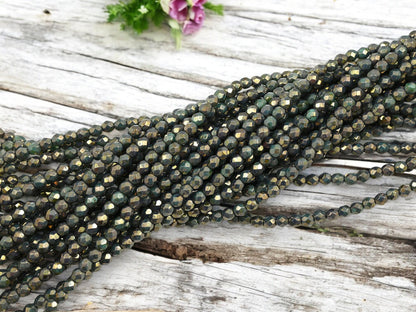 Czech Glass Beads - 4mm Beads - Fire Polished Beads - Picasso Beads - Round Beads - 50pcs - 4mm - (2109)