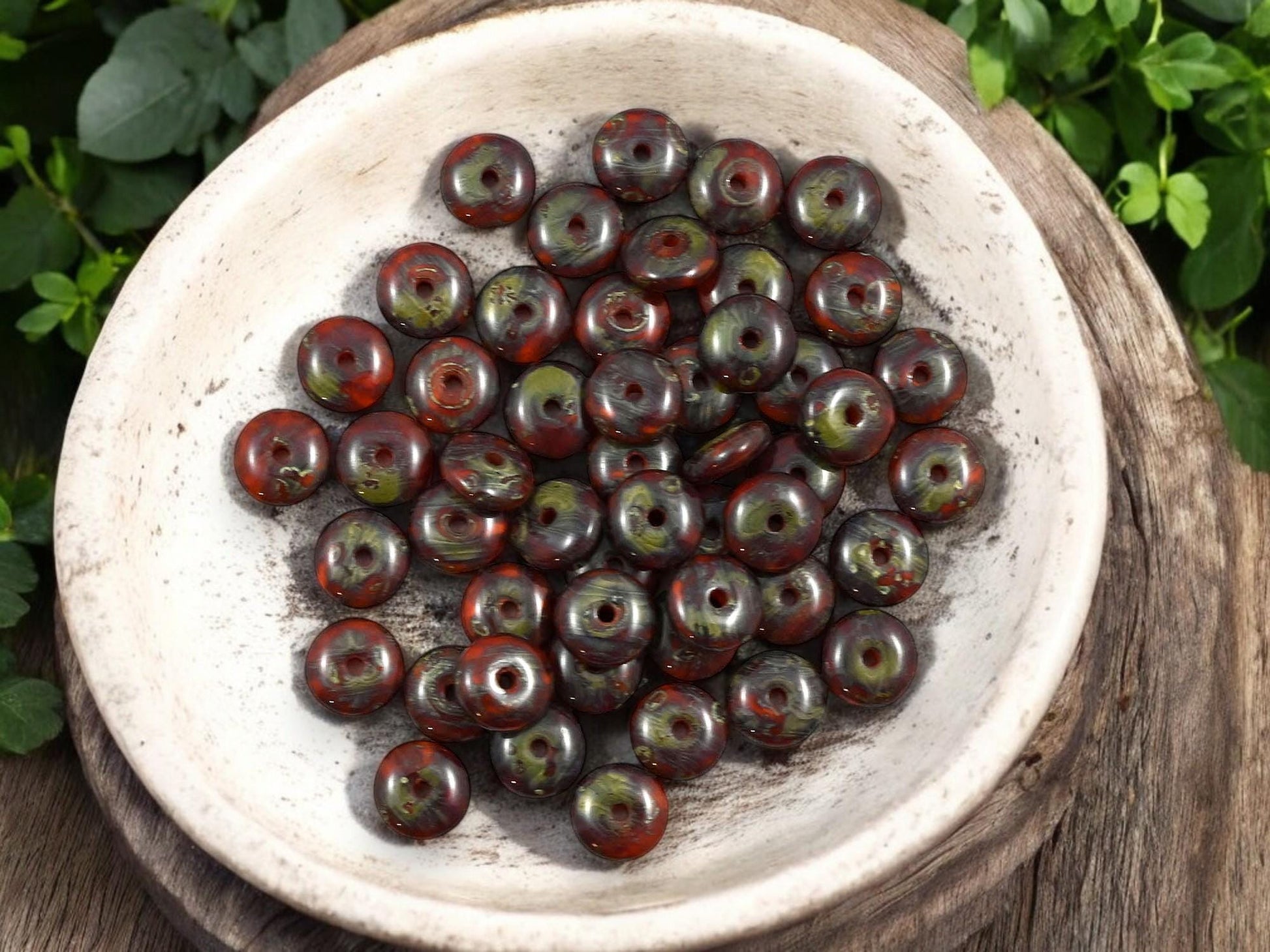 Picasso Beads - Czech Glass Beads - Glass Spacer Bead - Rondelle Beads - 6x2mm - 50pcs - (2024)