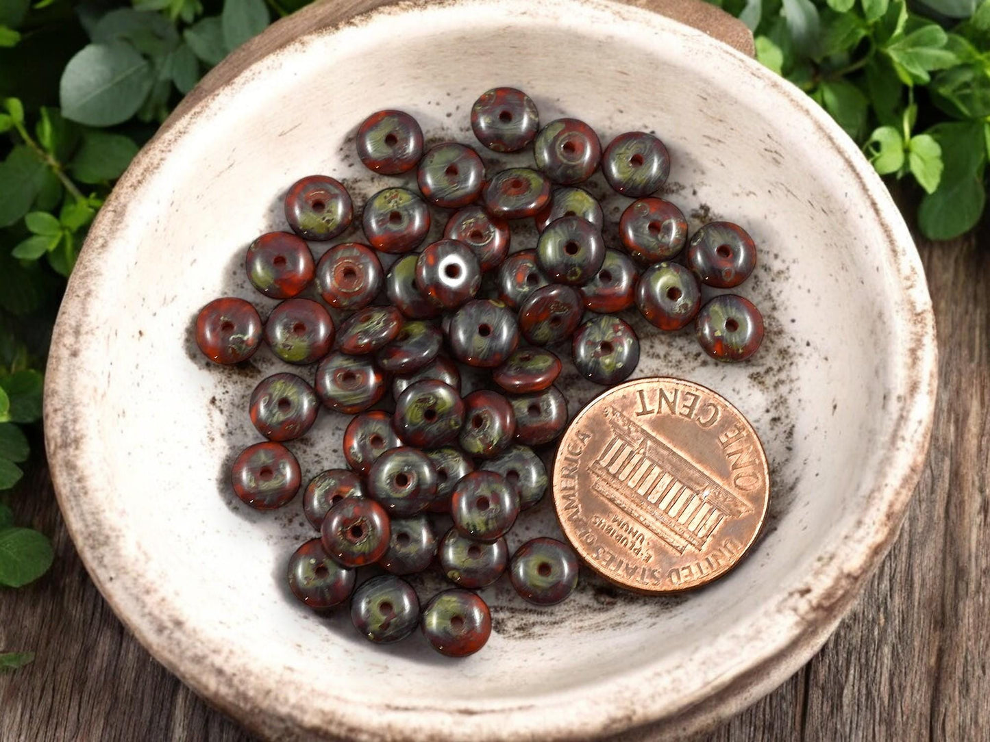 Picasso Beads - Czech Glass Beads - Glass Spacer Bead - Rondelle Beads - 6x2mm - 50pcs - (2024)