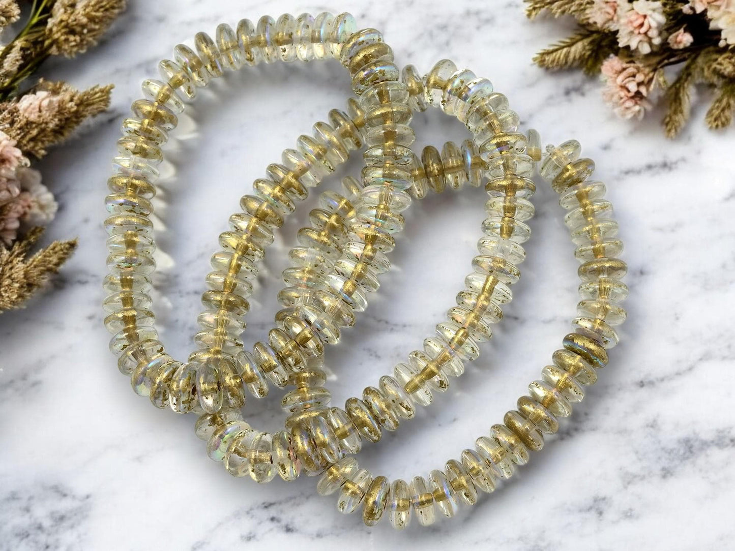 Czech Glass Beads - Glass Spacer Bead - Rondelle Beads - Picasso Beads - 6x2mm - 50pcs - (1834)