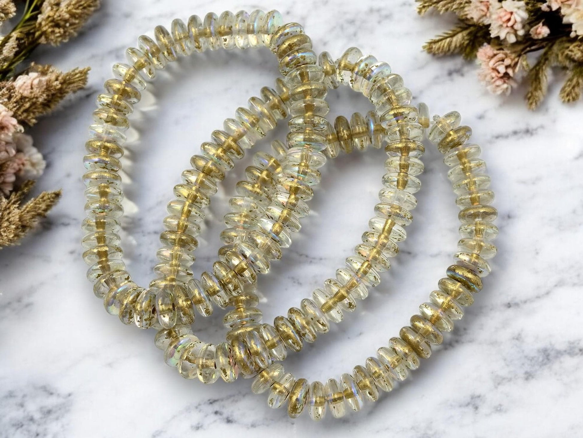 Czech Glass Beads - Glass Spacer Bead - Rondelle Beads - Picasso Beads - 6x2mm - 50pcs - (1834)