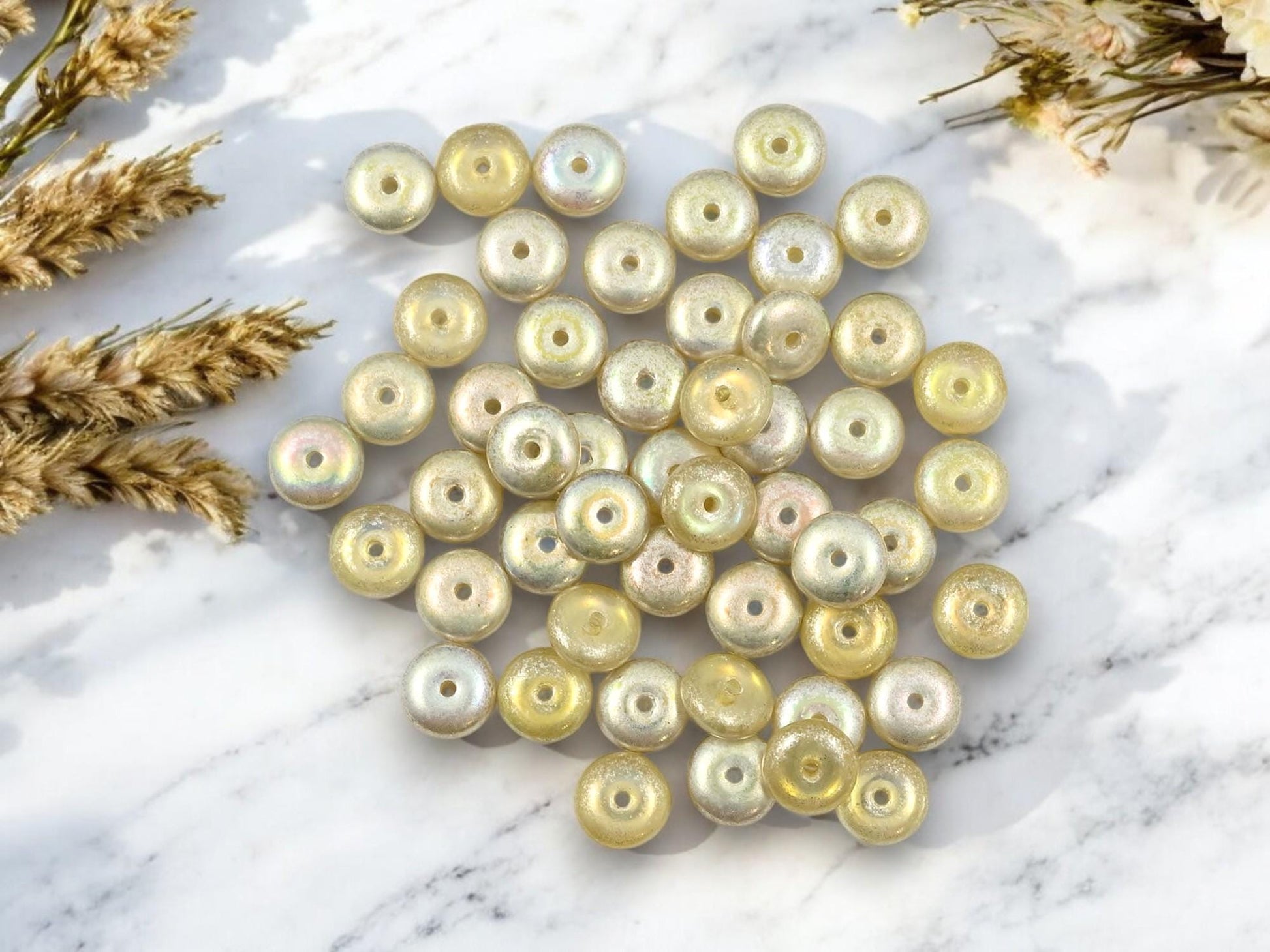 Czech Glass Beads - Glass Spacer Bead - Rondelle Beads - Picasso Beads - 6x2mm - 50pcs - (874)