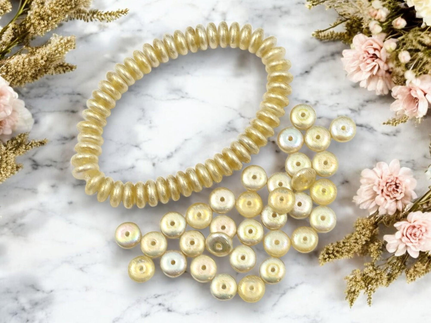 Czech Glass Beads - Glass Spacer Bead - Rondelle Beads - Picasso Beads - 6x2mm - 50pcs - (874)