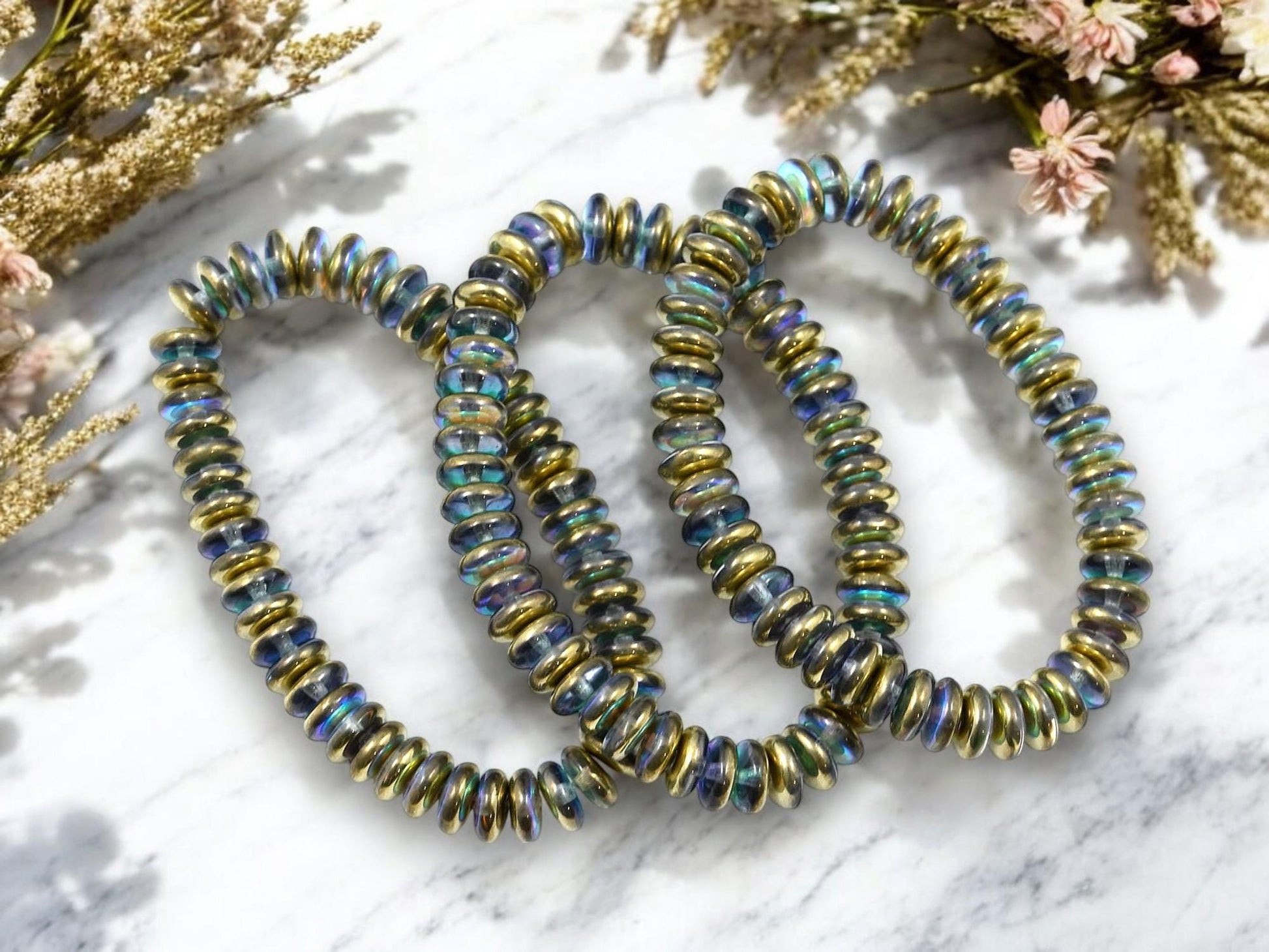 Czech Glass Beads - Glass Spacer Bead - Rondelle Beads - Picasso Beads - 6x2mm - 50pcs - (691)