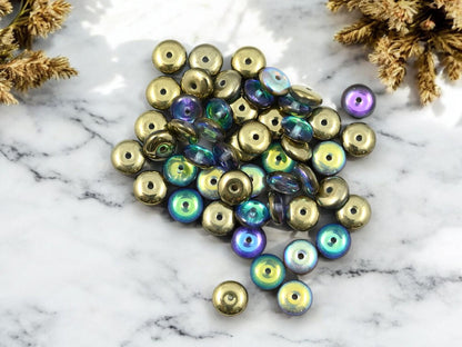 Czech Glass Beads - Glass Spacer Bead - Rondelle Beads - Picasso Beads - 6x2mm - 50pcs - (691)