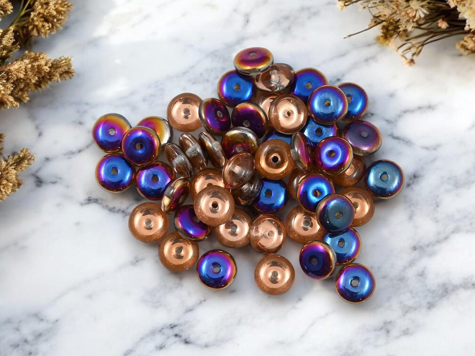 Czech Glass Beads - Glass Spacer Bead - Rondelle Beads - Picasso Beads - 6x2mm - 50pcs - (867)