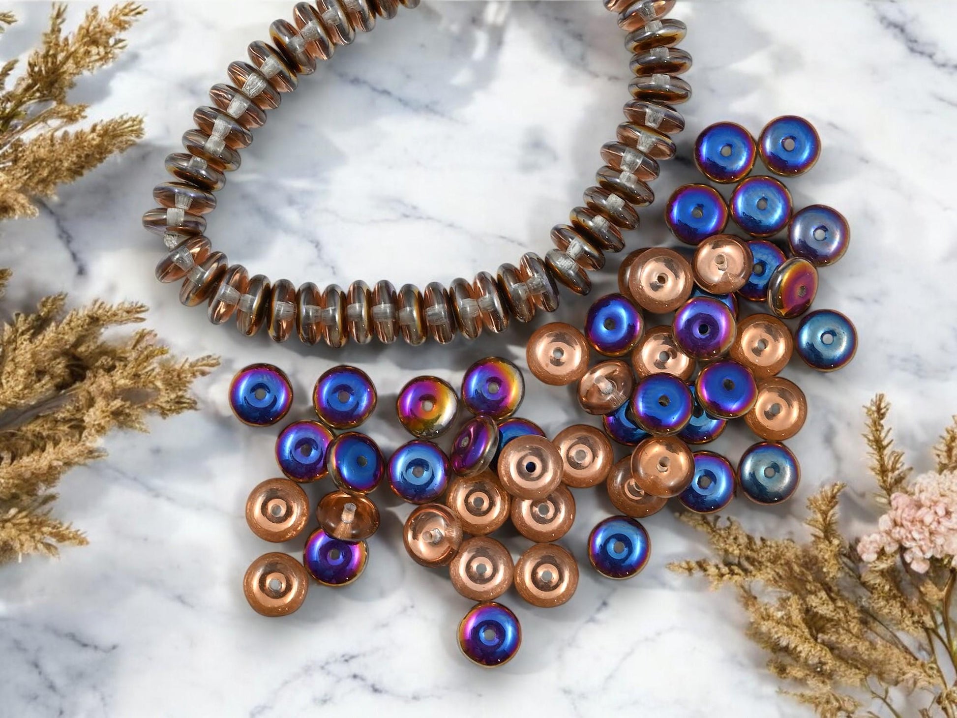 Czech Glass Beads - Glass Spacer Bead - Rondelle Beads - Picasso Beads - 6x2mm - 50pcs - (867)