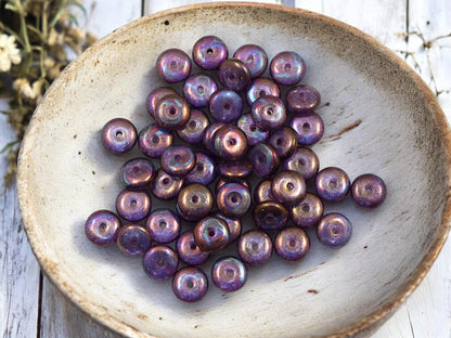 Rondelle Spacer - Czech Glass Beads - Glass Spacer Bead - Rondelle Beads - Picasso Beads - 6x2mm - 50pcs - (2802)