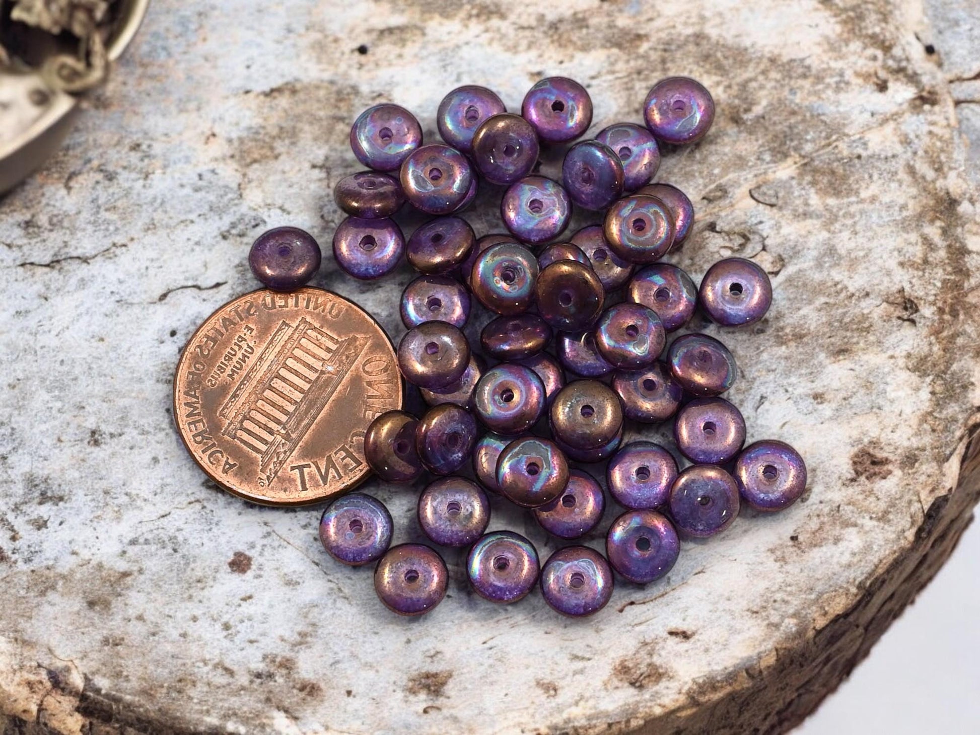 Rondelle Spacer - Czech Glass Beads - Glass Spacer Bead - Rondelle Beads - Picasso Beads - 6x2mm - 50pcs - (2802)