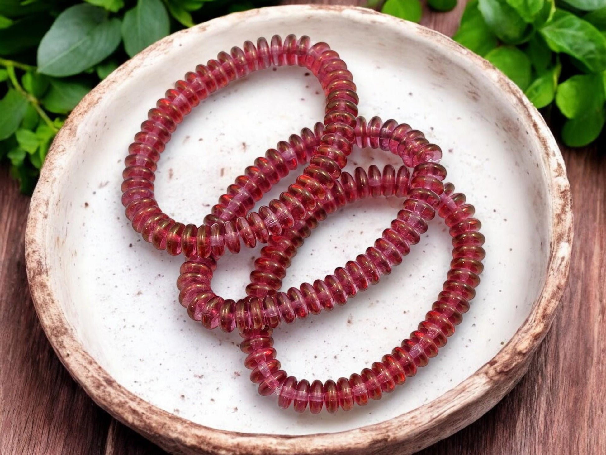 Rondelle Spacer - Czech Glass Beads - Glass Spacer Bead - Rondelle Beads - Picasso Beads - 6x2mm - 50pcs - (606)