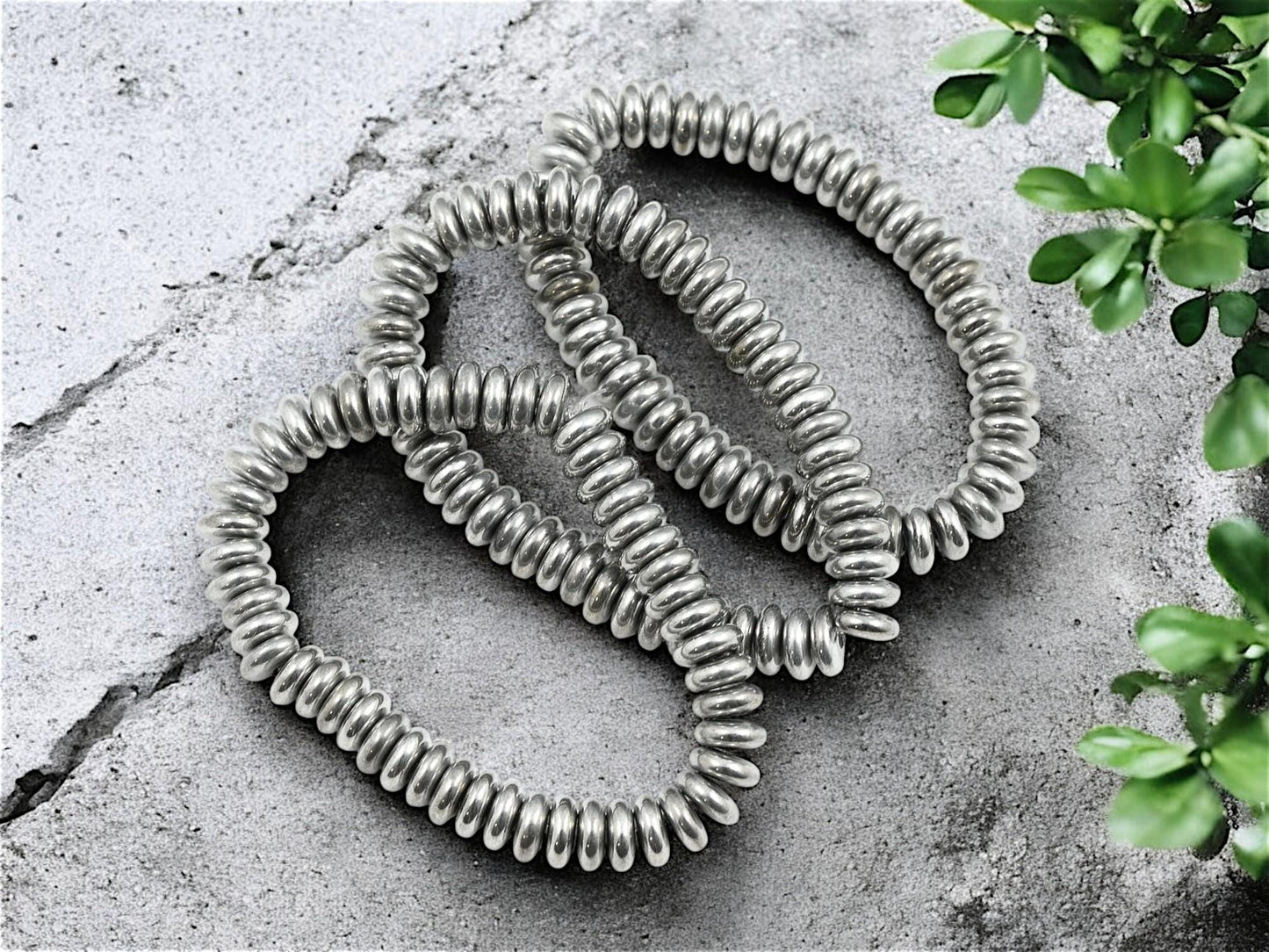 Rondelle Spacer - Czech Glass Beads - Silver Spacer Bead - Silver Spacers - Rondelle Beads - 6x2mm - 50pcs - (3652)