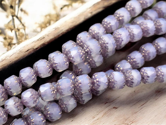 *20* 8mm Purple Bronze Washed Crystal Opaline Cathedral Beads