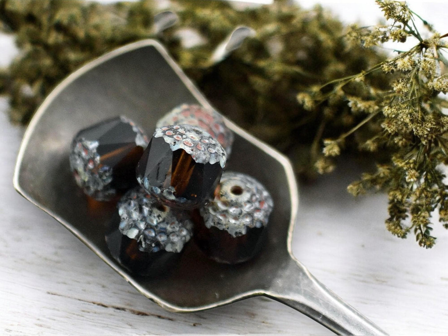 *12* 10mm Topaz Picasso Fire Polished Cathedral Beads