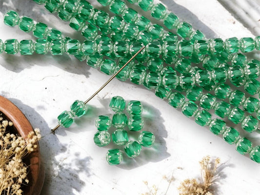 Cathedral Beads - Czech Glass Beads -New Czech Beads - Picasso Beads - 20pcs - 6mm - (1361)