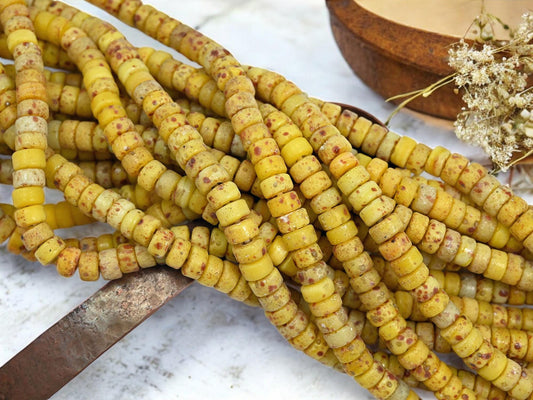 Heishi Beads - Eco-Friendly Beads - Indonesian Beads - Recycled Glass Beads - 7x4mm - 20" Strand - (136)