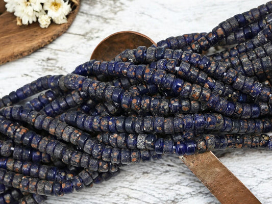 Recycled Glass Beads - Eco-Friendly Beads - Heishi Beads - Indonesian Beads - 7x4mm - 20" Strand - (3972)