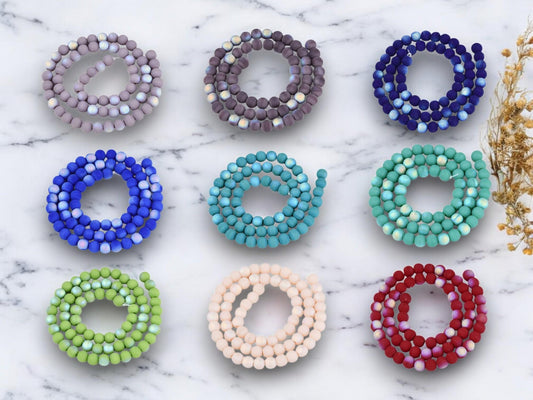 6mm Beads - Chinese Glass Beads - Frosted Beads - 6mm - 15" Strand - Choose Your Color