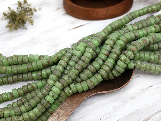 Recycled Glass Beads - Heishi Beads - Indonesian Glass Beads - Eco-Friendly Beads - 7x4mm - 20" Strand - (6141)