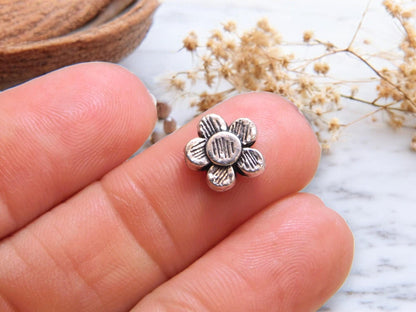 *50* 10mm Antique Silver Daisy Flower Spacer Beads
